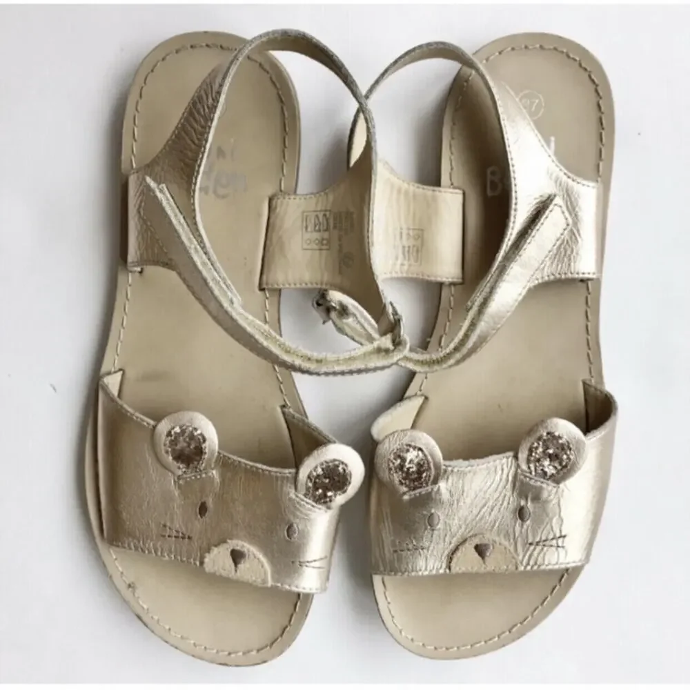Mini Boden Bear Face Sandals Size 4